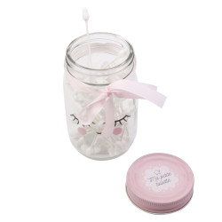 Grossiste Mason jar avec disques de cotons rose