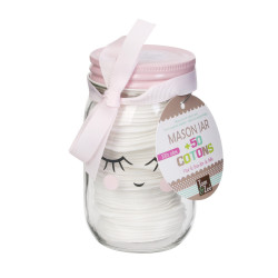 Grossiste Mason jar avec disques de cotons rose