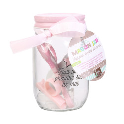 Grossiste Mason jar spécial hygiène rose