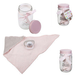 Grossiste Mason jar spécial bandana et tétine rose