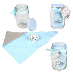 Grossiste Mason jar spécial bandana et tétine bleu