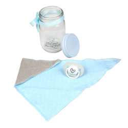 Grossiste Mason jar spécial bandana et tétine bleu