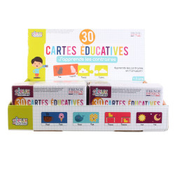 Jeu de 30 Cartes Educatives J'apprends les Contraires 12cm