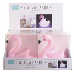 Grossiste veilleuse en forme de flamant en rose 11x6x12cm