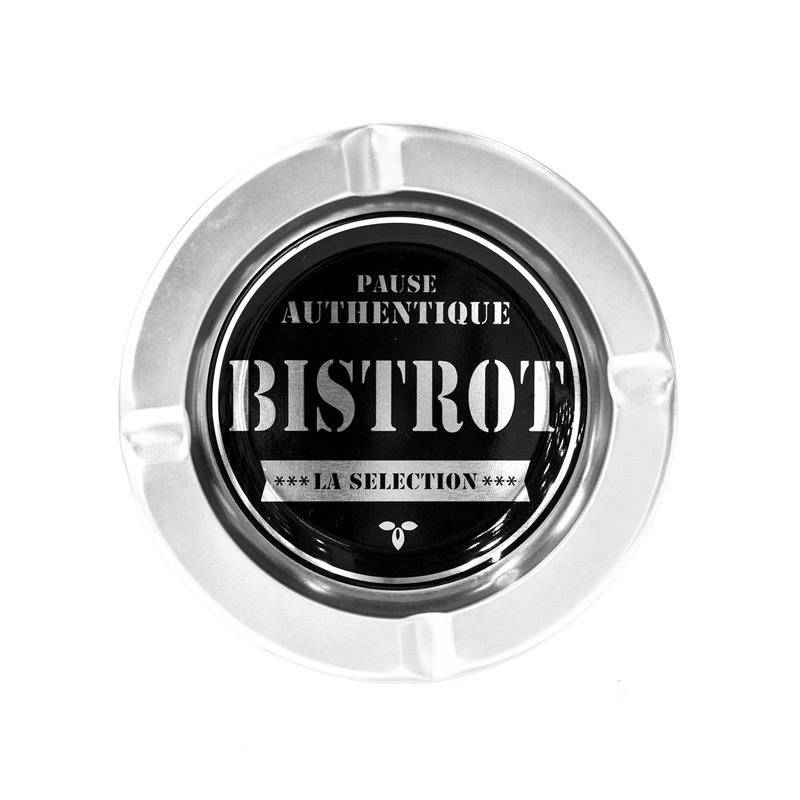 Cendrier poussoir métallique bistrot