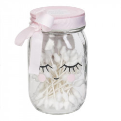 Grossiste Mason jar avec disques de cotons rose