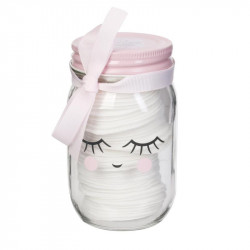 Grossiste Mason jar avec disques de cotons rose