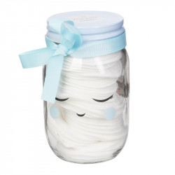 Grossiste Mason jar avec disques de cotons bleus