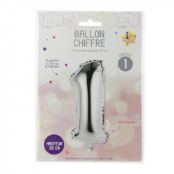 Grossiste ballon en forme de chiffre réutilisable argenté 35cm