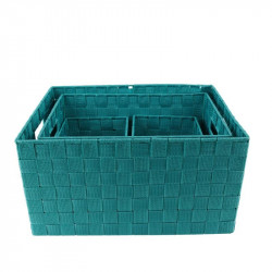 Grossiste et fournisseur. Panier tressé x 4 turquoise