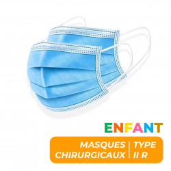 Boite de 50 masques chirurgicaux type IIR Bleu - Enfant