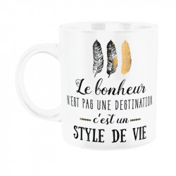 Grossiste et fournisseur. Mug Life blanc-noir en céramique