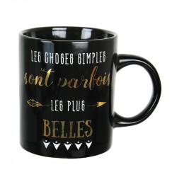 Grossiste et fournisseur. Mug Life noir-doré en céramique