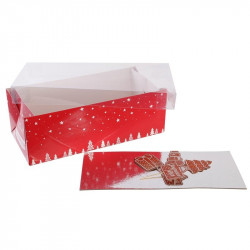 Grossiste et fournisseur. Boîte à bûche de Noël de 30 cm avec décoration rouge