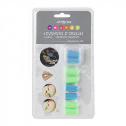 Grossiste et fournisseur. Paire de bouchons d'oreilles bleue et verte x 4 avec un étuis