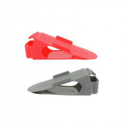 Grossiste et fournisseur.  Range-chaussures ajustable en plastique x 2 gris et rouge