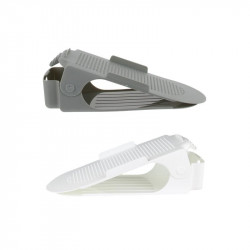 Grossiste et fournisseur.  Range-chaussures ajustable en plastique x 2 gris et blanc