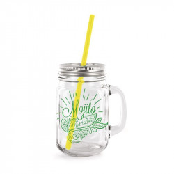 Grossiste et fournisseur. Mug verre à cocktail de 440 ml avec paille vert