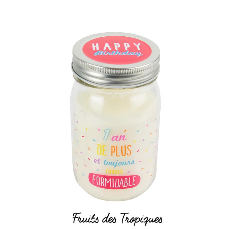 Bougie jar - Joyeux anniversaire - 1 an de plus et toujours (aussi)  formidable