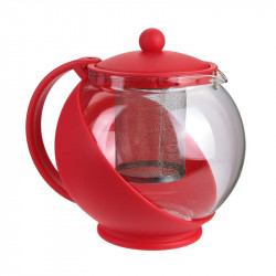 Grossiste. Théière boule rouge de 1L avec infuseur