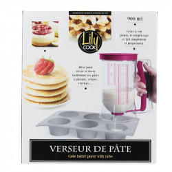 Grossiste et fournisseur. Verseur de pâte à gâteau à piston 900 ml rose