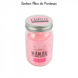 Grossiste. Bougie Mason Jar "Tu es une maman en or "