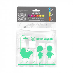 Grossiste. Kit de voyage vert avec 3 flacons et 3 pots