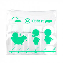 Grossiste. Kit de voyage vert avec 3 flacons et 3 pots