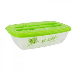Grossiste. Lunch box illustré vert avec couverts