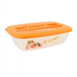 Grossiste. Lunch box illustré orange avec couverts