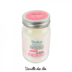 Grossiste. Bougie Jar "La vie est belle" rose