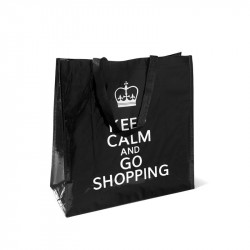 Grossiste. Sac de shopping Keep Calm and go shopping noir.