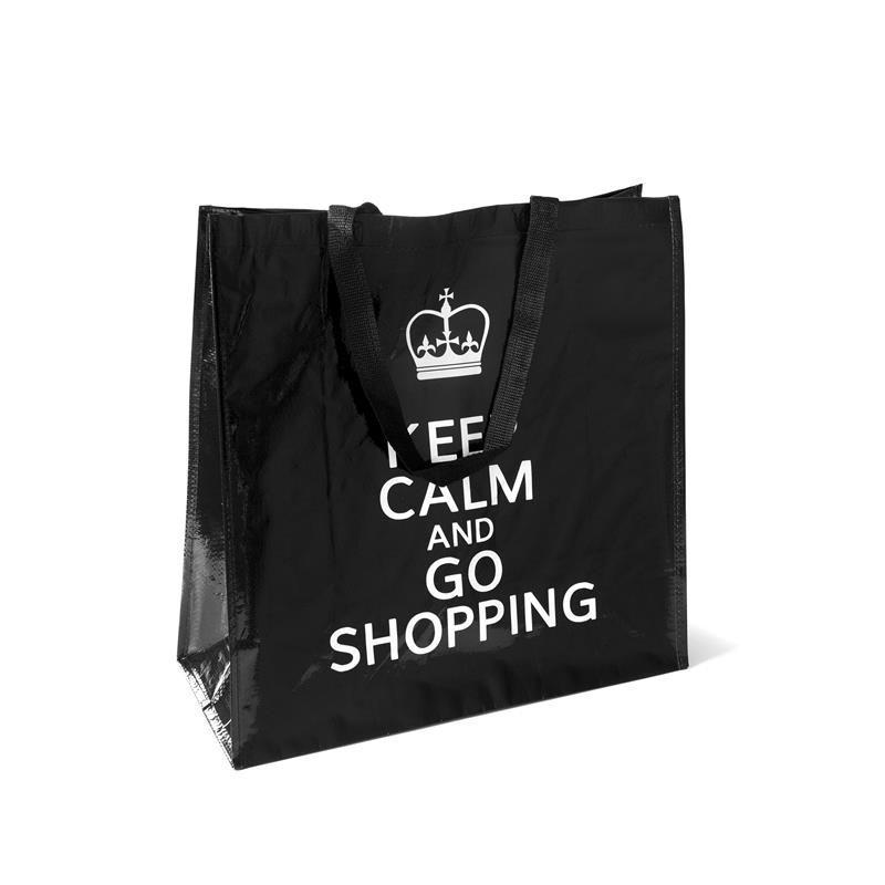 Grossiste. Sac de shopping Keep Calm and go shopping noir.