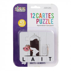 Grossiste. Carte puzzle pour apprentissage de mots x 12