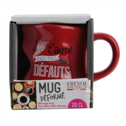 Grossiste. Mug déformé avec message humoristique rouge