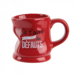 Grossiste. Mug déformé avec message humoristique rouge