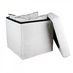 Grossiste. Pouf pliable en imitation fourrure blanche