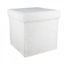 Grossiste. Pouf pliable en imitation fourrure blanche