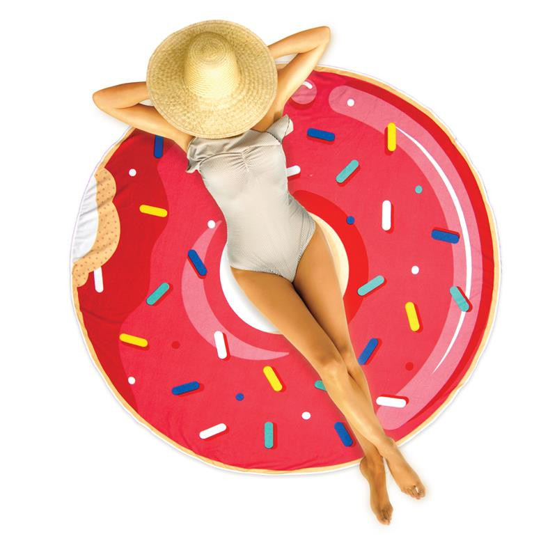 Grossiste. Serviette de plage de 150 cm au design donuts