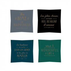 Grossiste. Coussin en velours avec inscriptions dorées