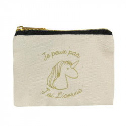 Grossiste. Pochette en toile au design licorne dorée