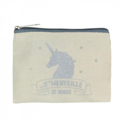 Grossiste. Pochette en toile au design licorne argentée