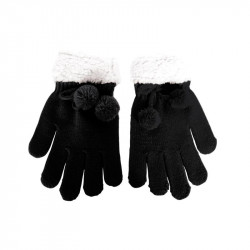 Grossiste. Gants à pompons pour femmes noirs