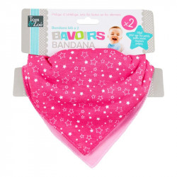 Grossiste. Bavoir bandana rose x 2