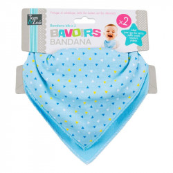 Grossiste. Bavoir bandana bleu x 2