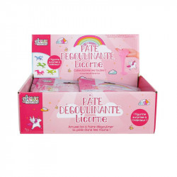 Grossiste. Pochette de pâte gluante avec un jouet licorne