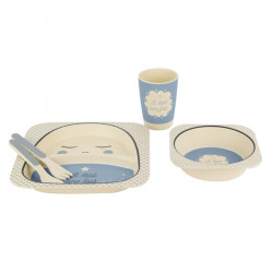 Grossiste. Set de repas pour enfants en bambou bleu - 5 pièces