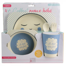 Grossiste. Set de repas pour enfants en bambou bleu - 5 pièces