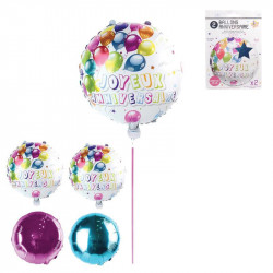 Grossiste. Ballon aluminium modèle « Joyeux anniversaire » x 2