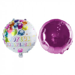 Grossiste. Ballon aluminium modèle « Joyeux anniversaire » rose x 2